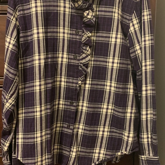 Lauren Ralph Lauren plaid ruffle button down shirt - Picture 3 of 8